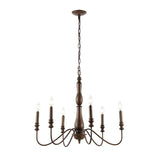 Atlas 29" 6-Light Rustic Midcentury Iron LED Chandelier, Brown by JONATHAN Y