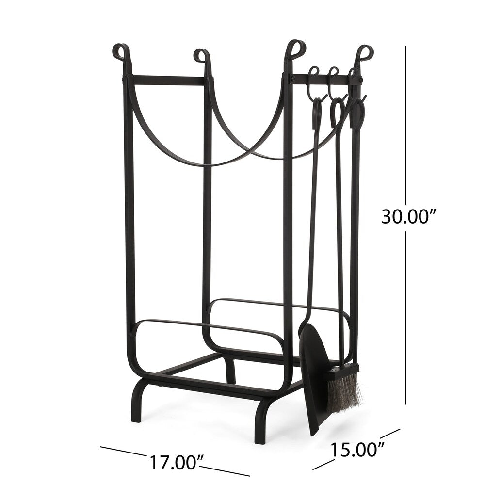 Atmore Log Rack and Tool Set by Christopher Knight Home - 17.00" W x 15.00" L x 30.00" H