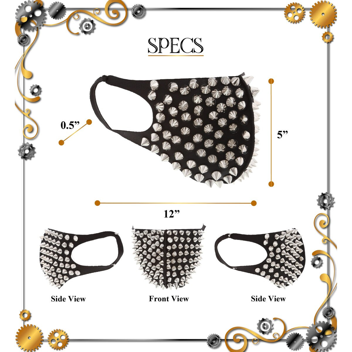 Attitude Studio Spikes Face Mask Costume - Steampunk Mask with Spikes