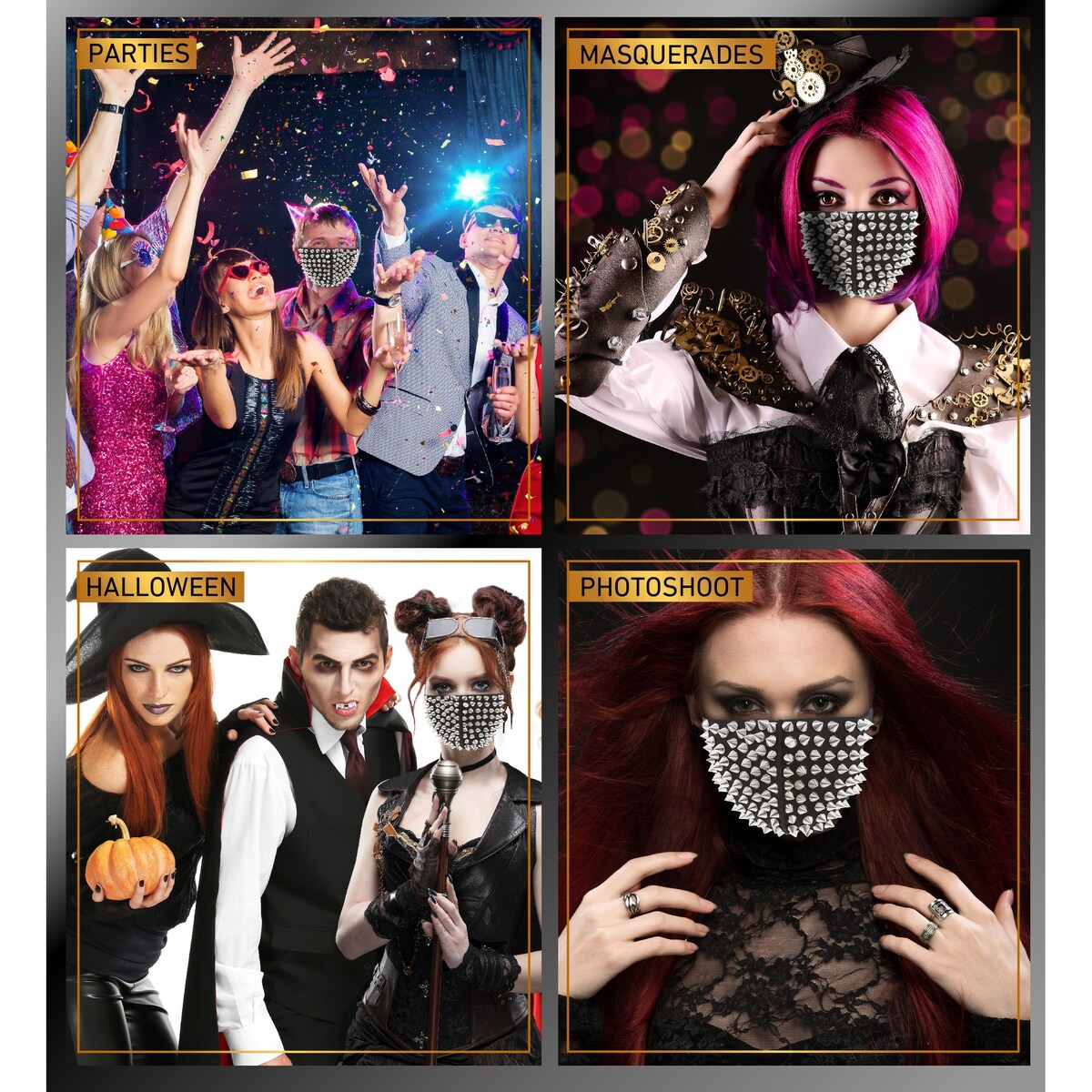 Attitude Studio Spikes Face Mask Costume - Steampunk Mask with Spikes