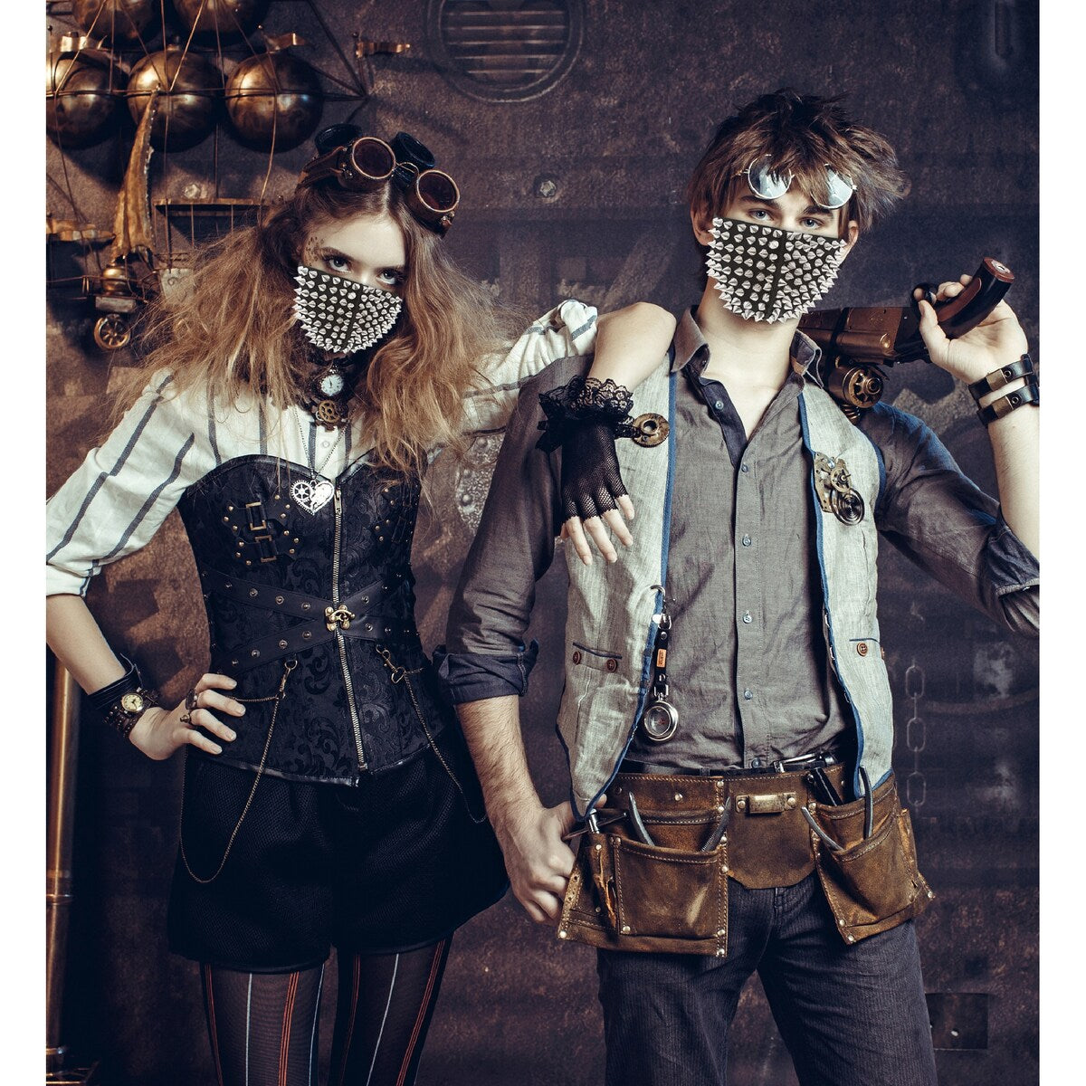 Attitude Studio Spikes Face Mask Costume - Steampunk Mask with Spikes