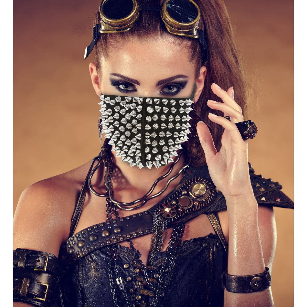 Attitude Studio Spikes Face Mask Costume - Steampunk Mask with Spikes