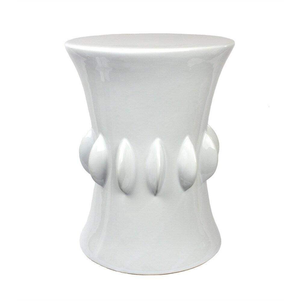 Attractive Ceramic Garden Stool, White