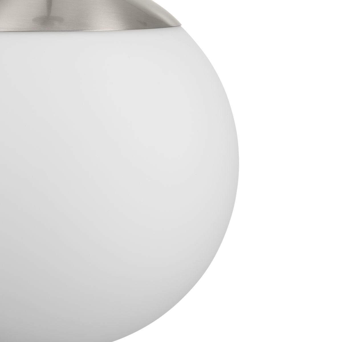 Atwell Collection Brushed Nickel and Opal Glass Globe Small Hanging Pendant Light - 8 in x 8 in x 8.5 in