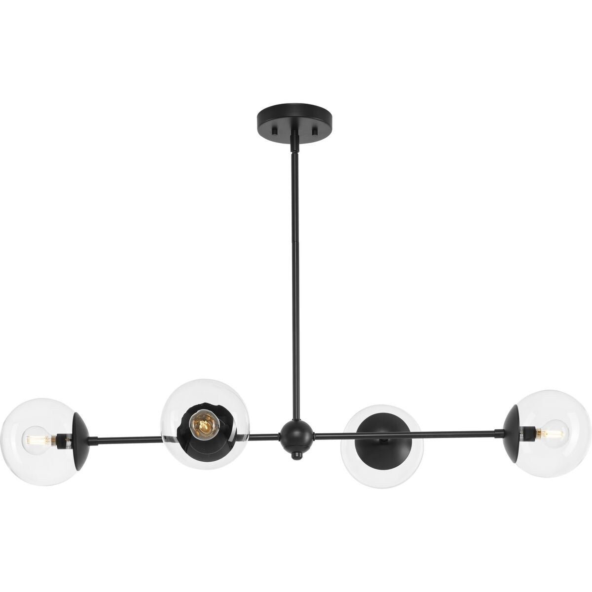 Atwell Collection Four-Light Matte Black Mid-Century Modern Island Light - 40 in x 14.75 in x 5.87 in