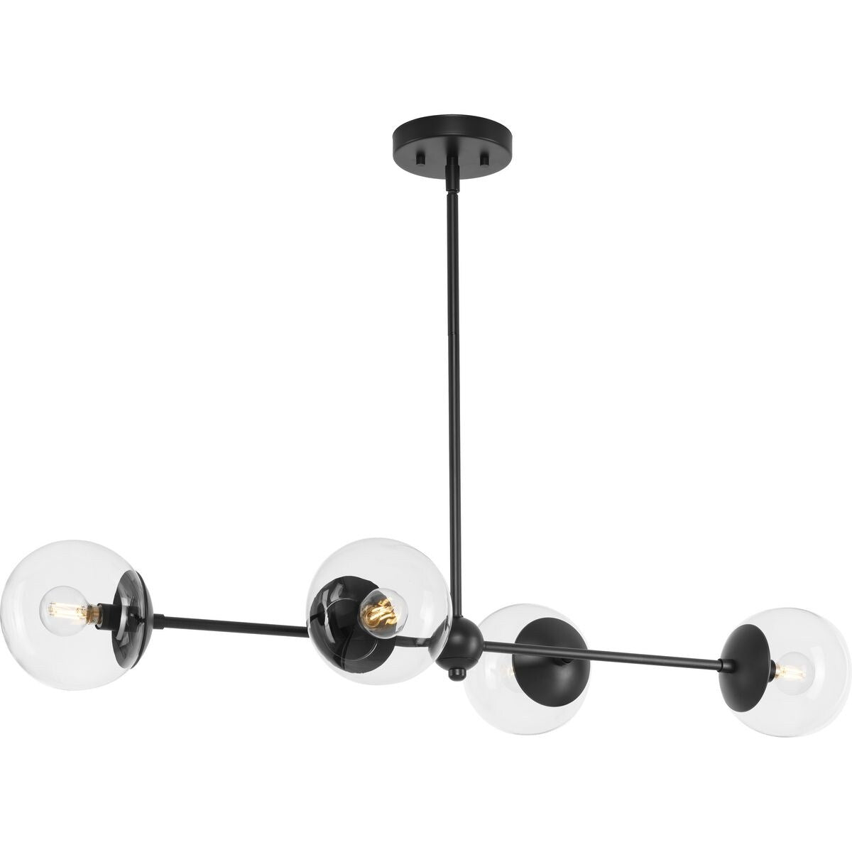 Atwell Collection Four-Light Matte Black Mid-Century Modern Island Light - 40 in x 14.75 in x 5.87 in