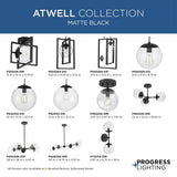 Atwell Collection Four-Light Matte Black Mid-Century Modern Island Light - 40 in x 14.75 in x 5.87 in