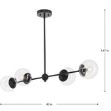 Atwell Collection Four-Light Matte Black Mid-Century Modern Island Light - 40 in x 14.75 in x 5.87 in