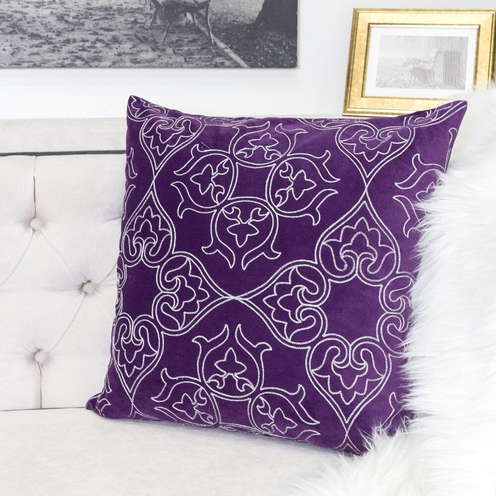 Aubrey Quatrefoil Floral 20" Square Decorative Throw Pillow