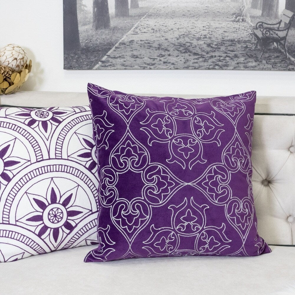 Aubrey Quatrefoil Floral 20" Square Decorative Throw Pillow