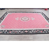 Aubusson Floral Transitional Hand-Woven Wool Chinese Oriental Area Rug - 12'0" x 8'7"