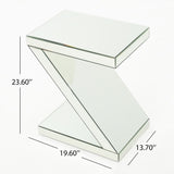Auda Mirrored Z-Shaped Side Table by Christopher Knight Home - 19.60" L x 13.70" W x 23.60" H