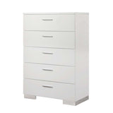 August Glossy White 2-piece Upholstered Bedroom Set with Chest