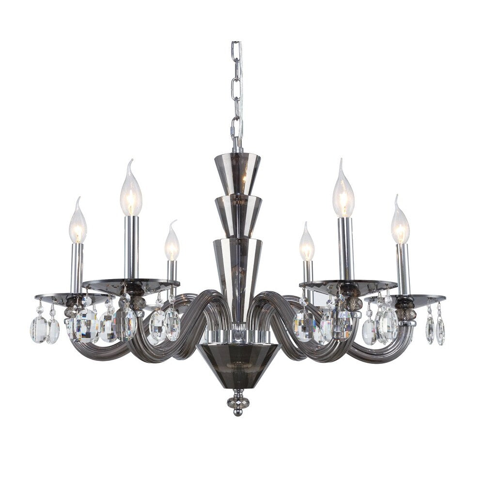 Augusta 6 lightSilver Shade Chandelier Clear Royal Cut Crystal - One Size