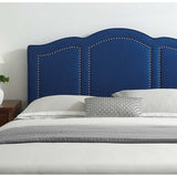 Augusta Blue Velvet Upholstered King/California King Size Headboard with Nailhead Trim