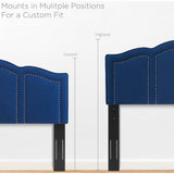 Augusta Blue Velvet Upholstered King/California King Size Headboard with Nailhead Trim
