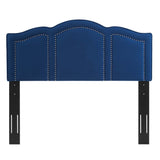 Augusta Blue Velvet Upholstered King/California King Size Headboard with Nailhead Trim