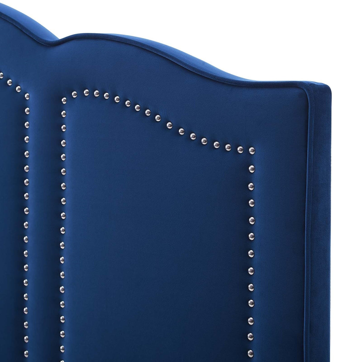 Augusta Blue Velvet Upholstered King/California King Size Headboard with Nailhead Trim
