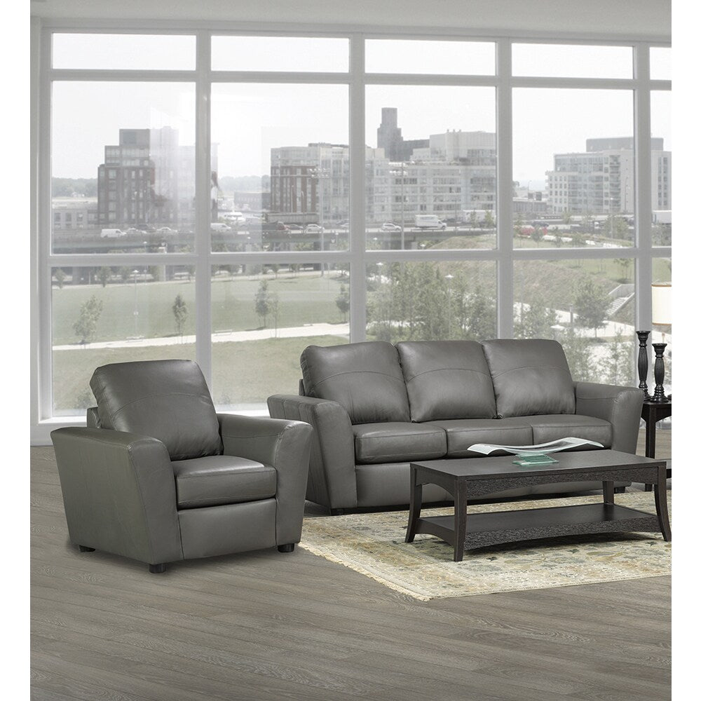 Augusta Italian Leather Sofa and Two Chair Set