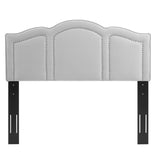 Augusta Light Grey Velvet Upholstered Full/Queen Size Headboard with Nailhead Trim