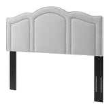Augusta Light Grey Velvet Upholstered Full/Queen Size Headboard with Nailhead Trim