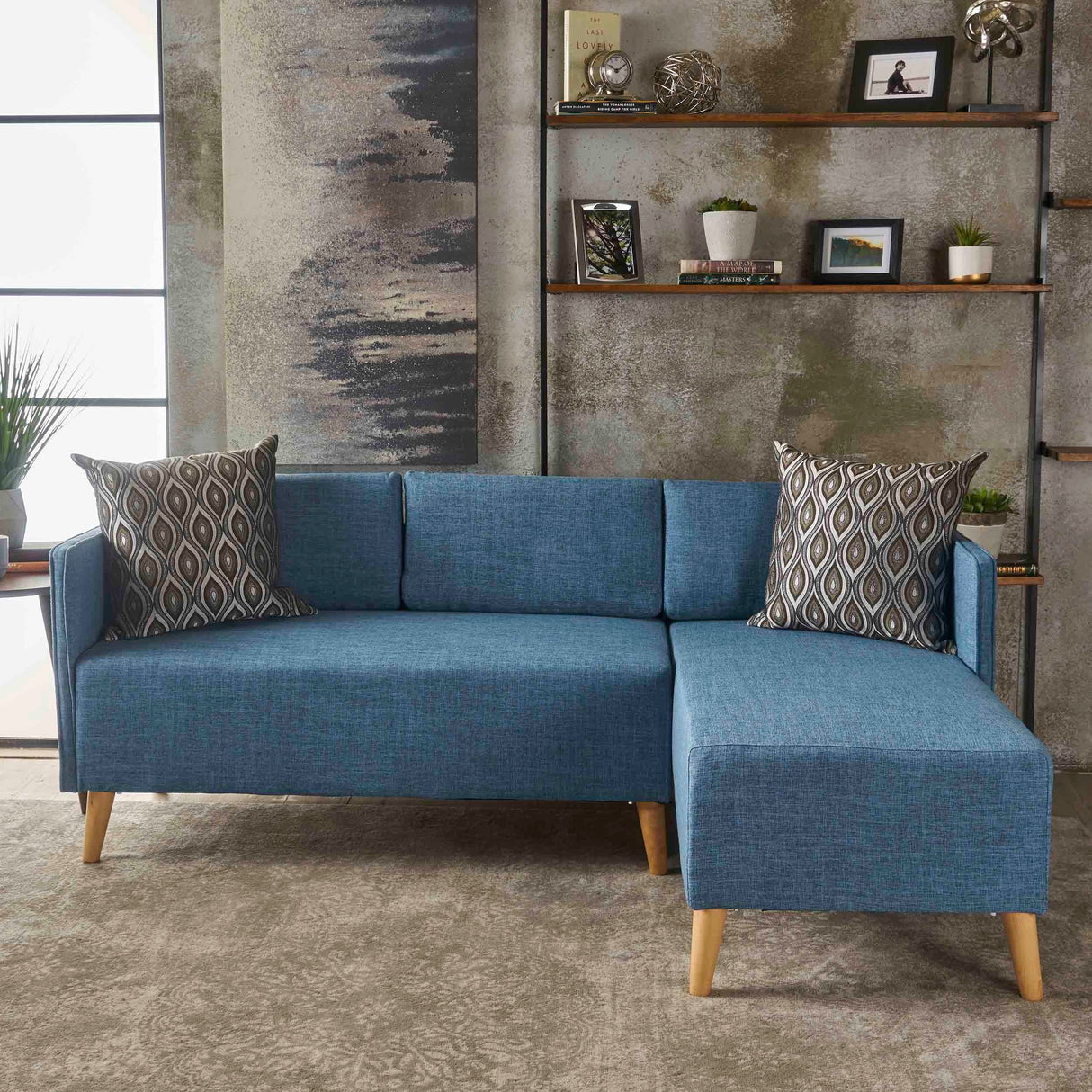 Augustus Mid-century Modern Fabric Chaise Sectional by Christopher Knight Home