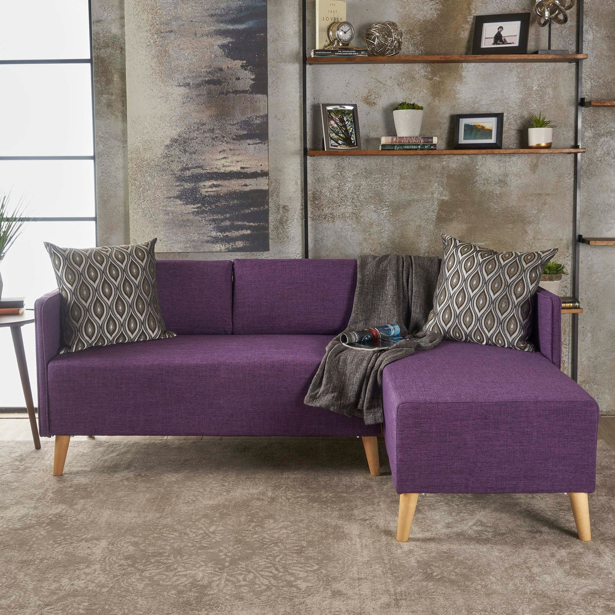 Augustus Mid-century Modern Fabric Chaise Sectional by Christopher Knight Home