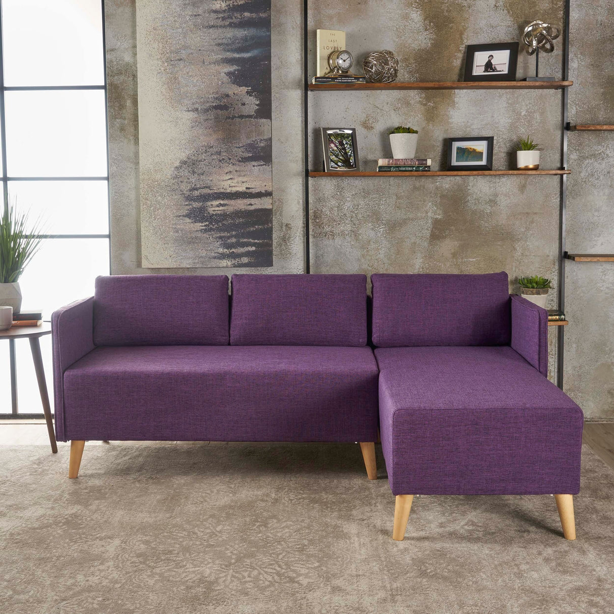 Augustus Mid-century Modern Fabric Chaise Sectional by Christopher Knight Home