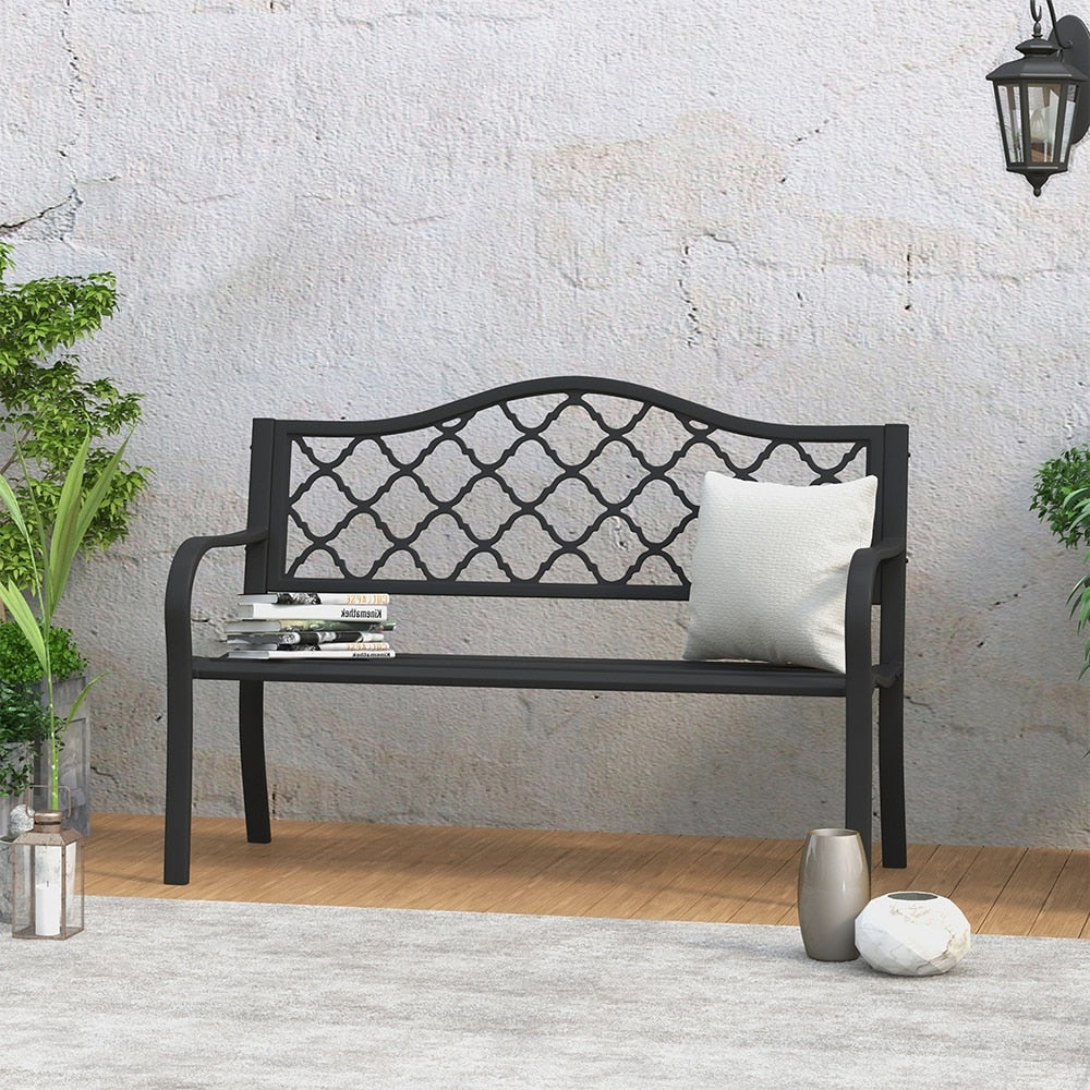 Aumo Matte Black Steel Patio Bench by Havenside Home - 4Ft