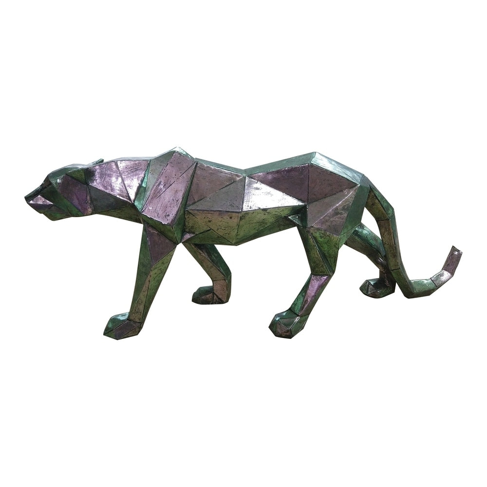 Aurelle Home Cello Aged Silver Resin Leopard Statue - 10" x 27" x 6"