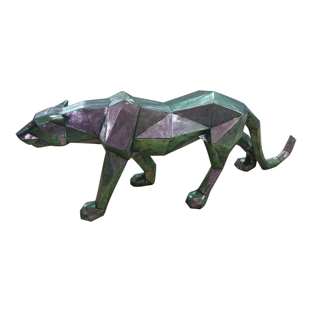 Aurelle Home Cello Aged Silver Resin Leopard Statue - 10" x 27" x 6"