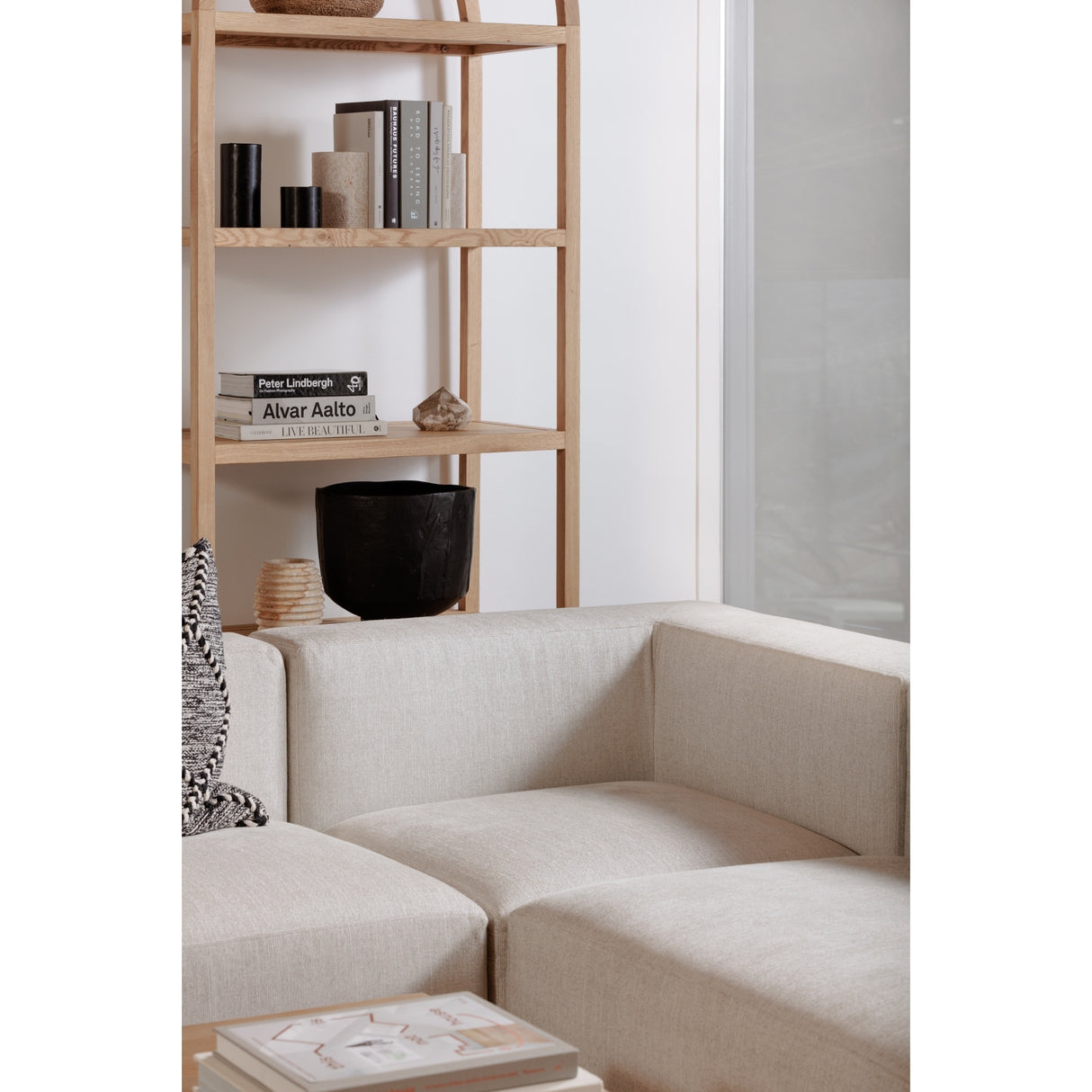 Aurelle Home Modern Oak Arched Bookshelf