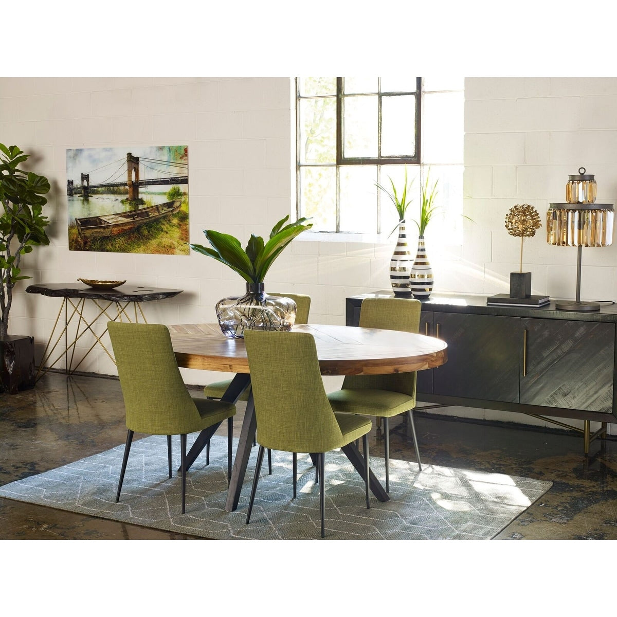 Aurelle Home Panko Rustic Farmhouse Acacia Wood Oval Dining Table