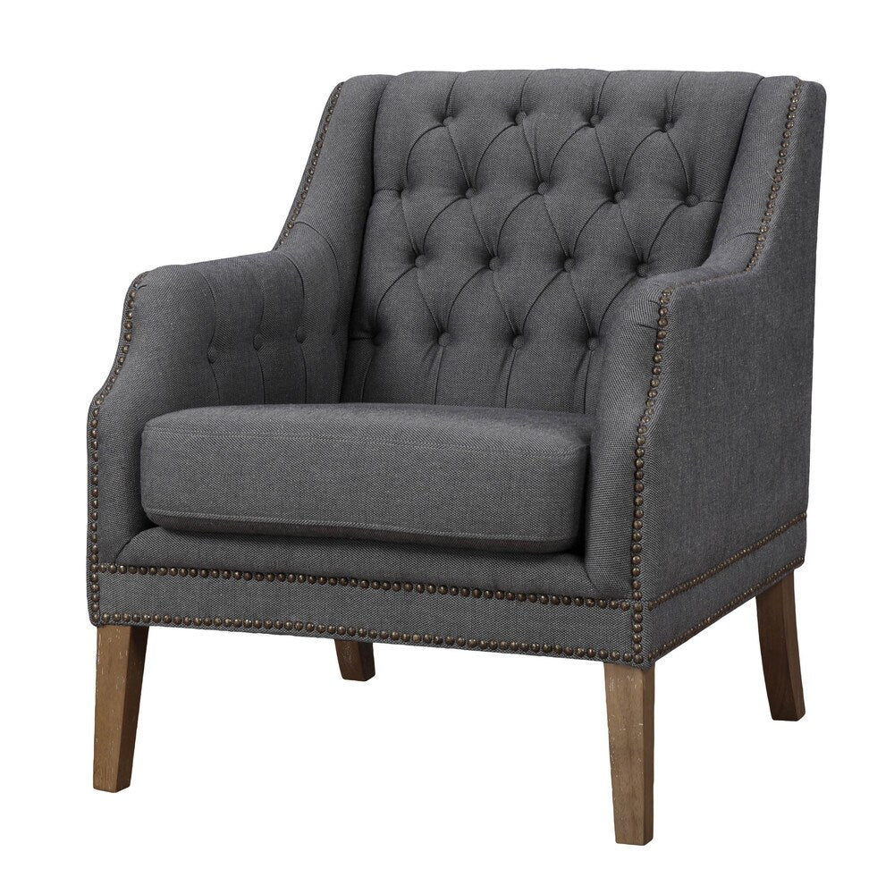 Aurelle Home Pope Grey Tufted Accent Chair Grey
