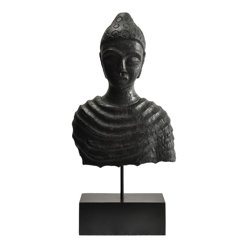 Aurelle Home Rustic Budha Black Mango Wood Statue - 20.5 x 4 x 10.25