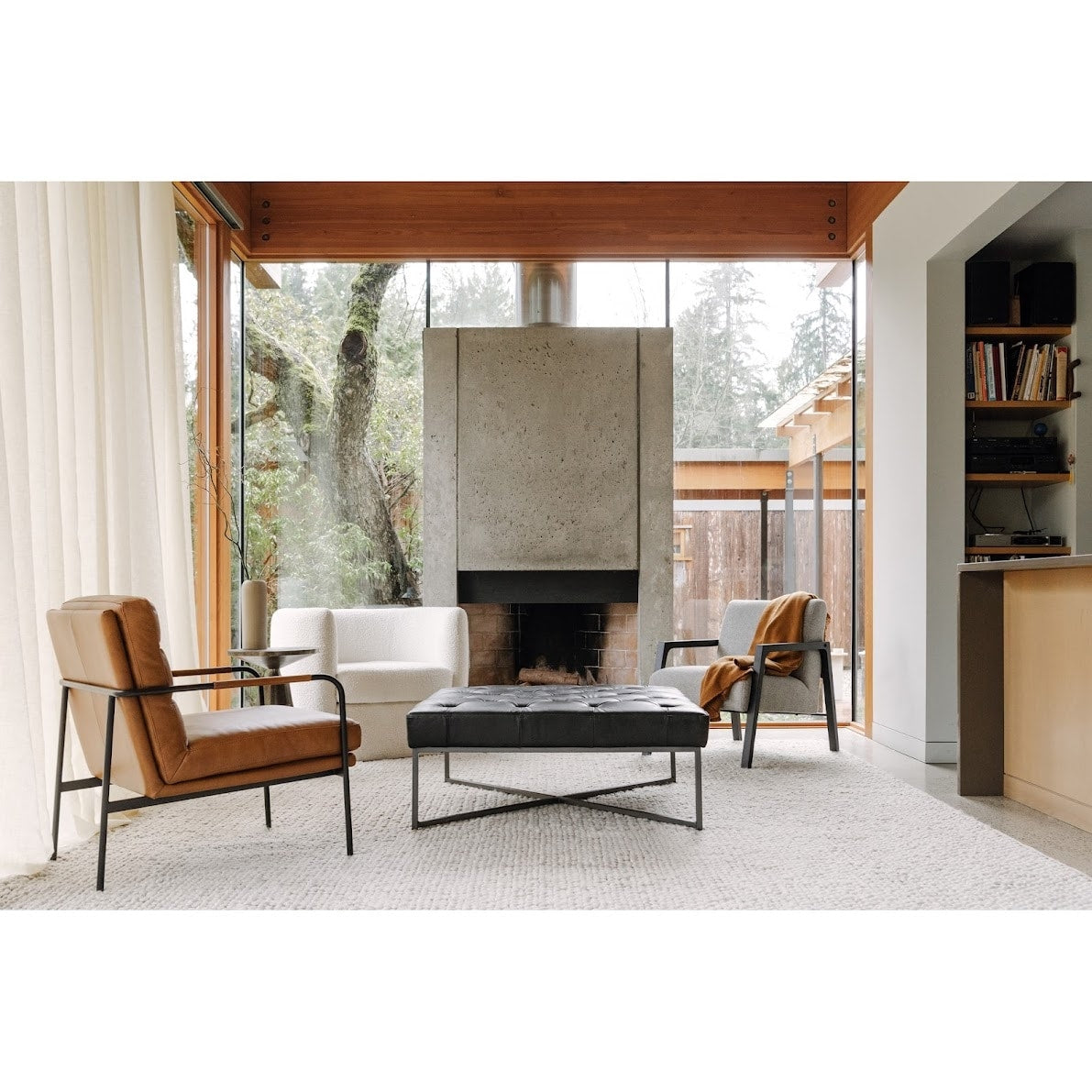 Aurelle Home Rustic Leather and Iron Accent Chair