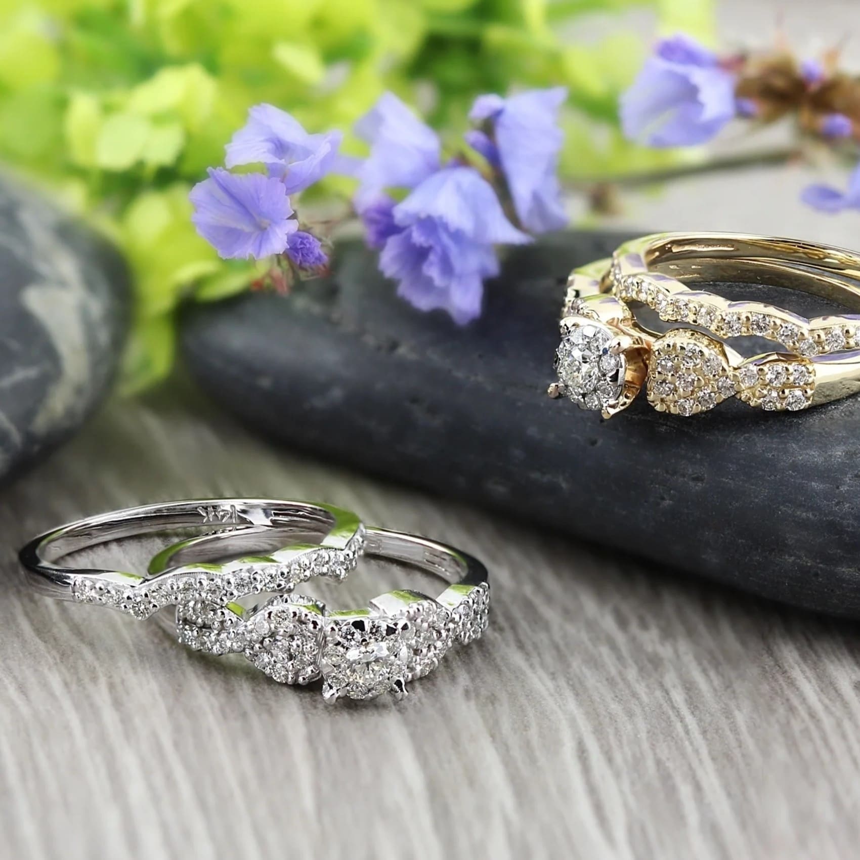 Auriya 1/2ctw Braided Round Diamond Engagement Ring Set 14k Gold