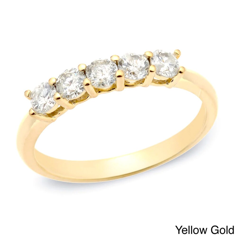 Auriya 10k Gold 1/2ctw 5-Stone Diamond Wedding Band (J-K, I1-I2)