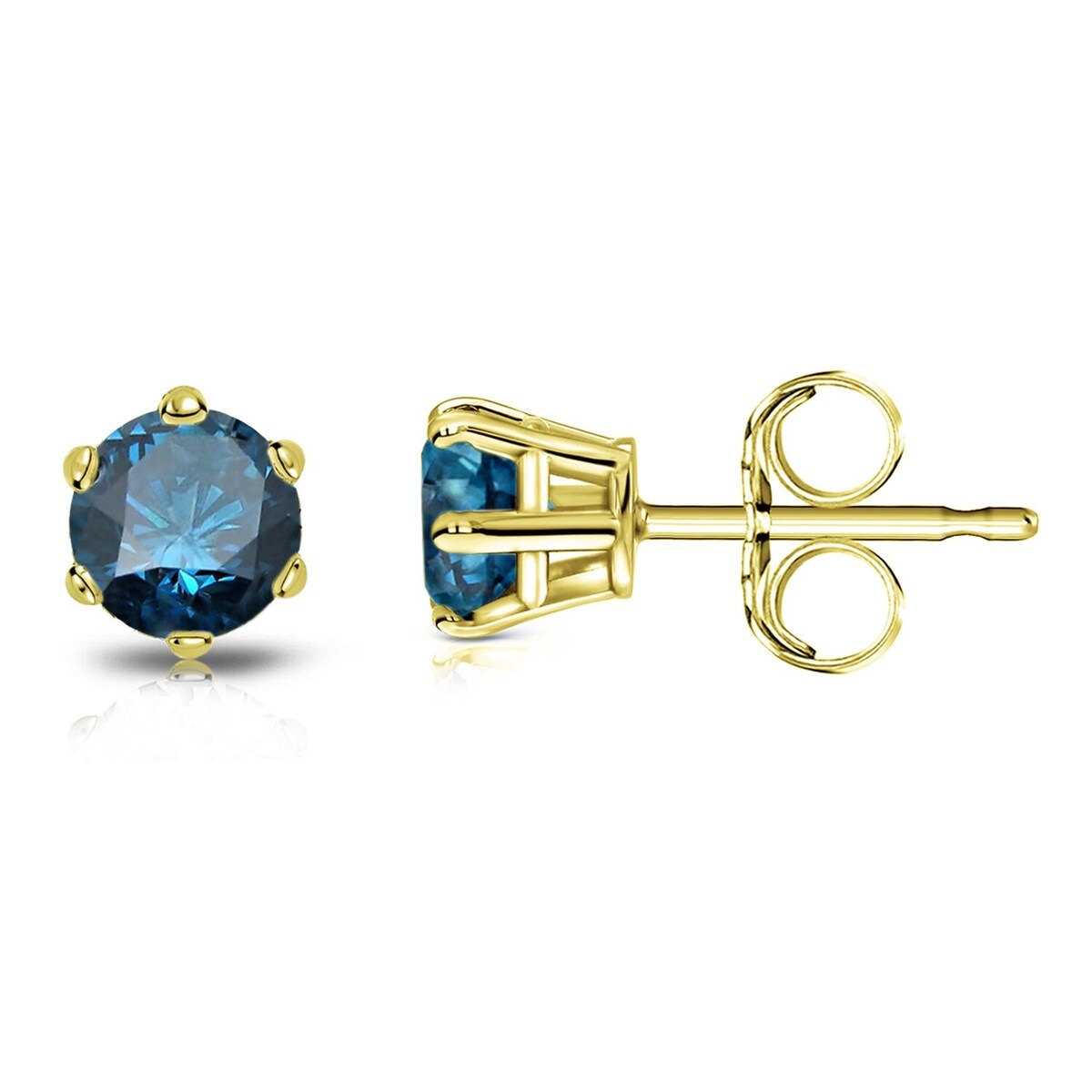 Auriya 1/2ctw Round Blue Diamond Stud Earrings 14k Gold 6-Prong