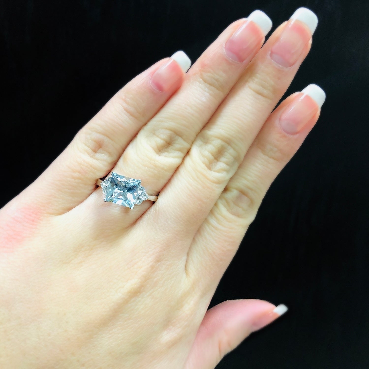 Auriya 1 7/8ct Princess-cut Aquamarine and Diamond Engagement Ring 1/3ctw 14k Gold