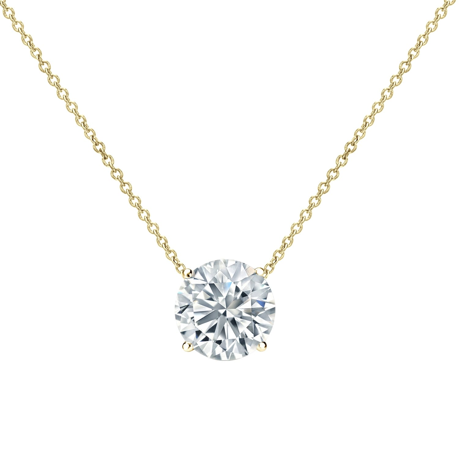 Auriya 14-karat Gold 0.25ctw Round Solitaire Lab Grown Diamond Necklace 4-Prong (F-G VS) - 0.25