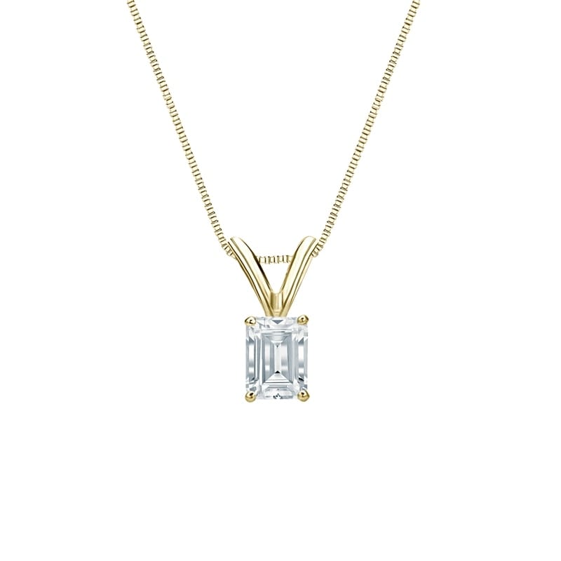 Auriya 14-karat Gold 0.30ctw Emerald Solitaire Lab Grown Diamond Necklace 4-Prong Basket (H-I VS) - 0.3