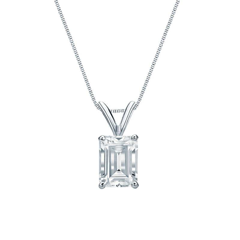 Auriya 14-karat Gold 1.25ctw Emerald Solitaire Lab Grown Diamond Necklace 4-Prong Basket (D-E VVS) - 1.25