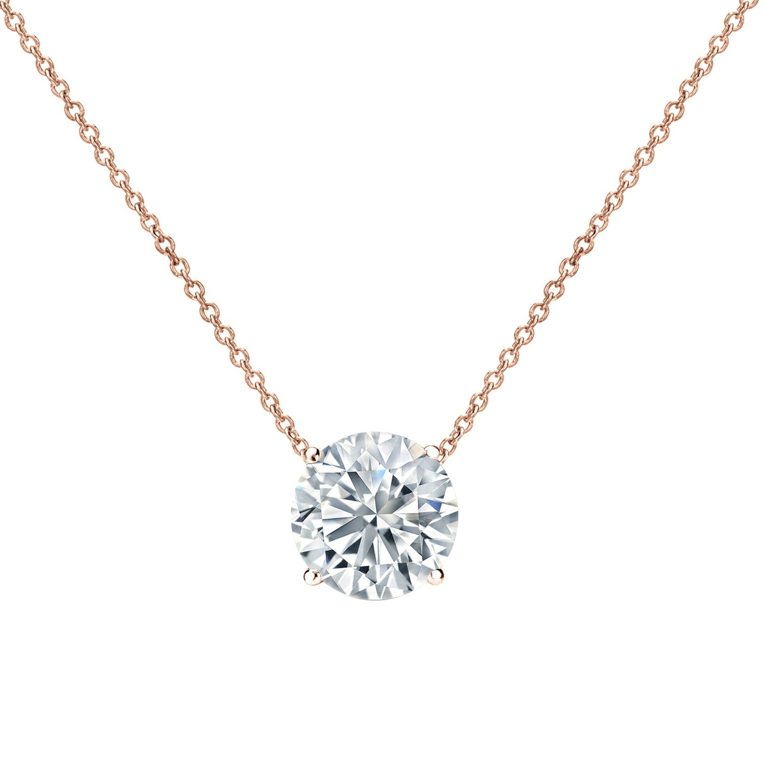 Auriya 14-karat Gold 1.50ctw Round Solitaire Lab Grown Diamond Necklace 4-Prong (H-I VS) - 1.5
