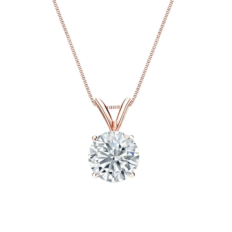 Auriya 14-karat Gold 2.50ctw Round Solitaire Lab Grown Diamond Necklace 4-Prong Basket (H-I VS) - 2.5