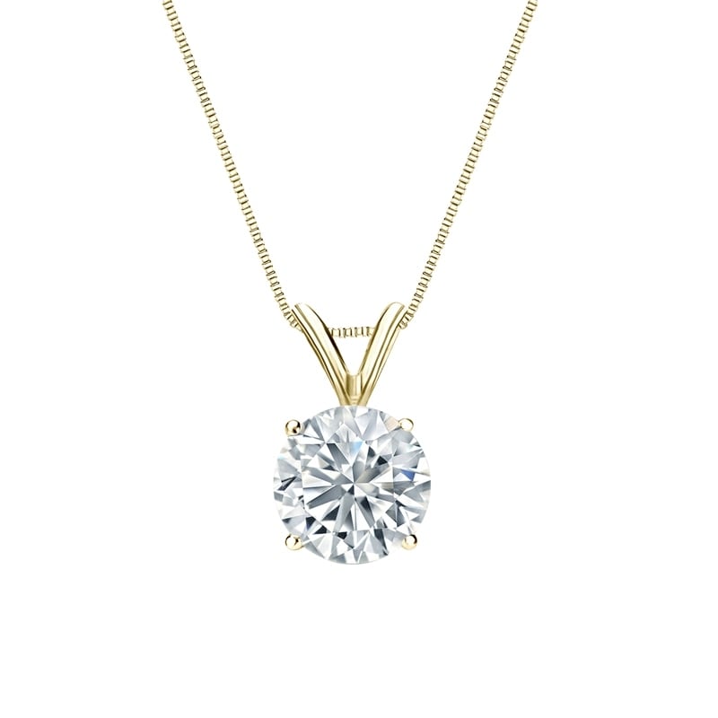 Auriya 14-karat Gold 2.50ctw Round Solitaire Lab Grown Diamond Necklace 4-Prong Basket (H-I VS) - 2.5