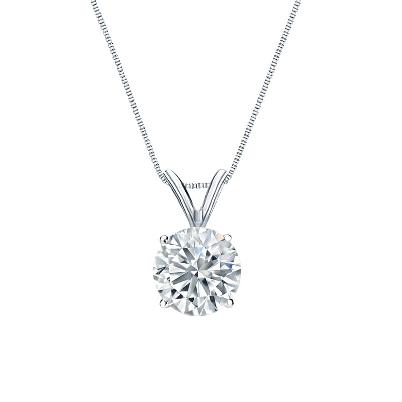 Auriya 14-karat Gold 2.50ctw Round Solitaire Lab Grown Diamond Necklace 4-Prong Basket (H-I VS) - 2.5