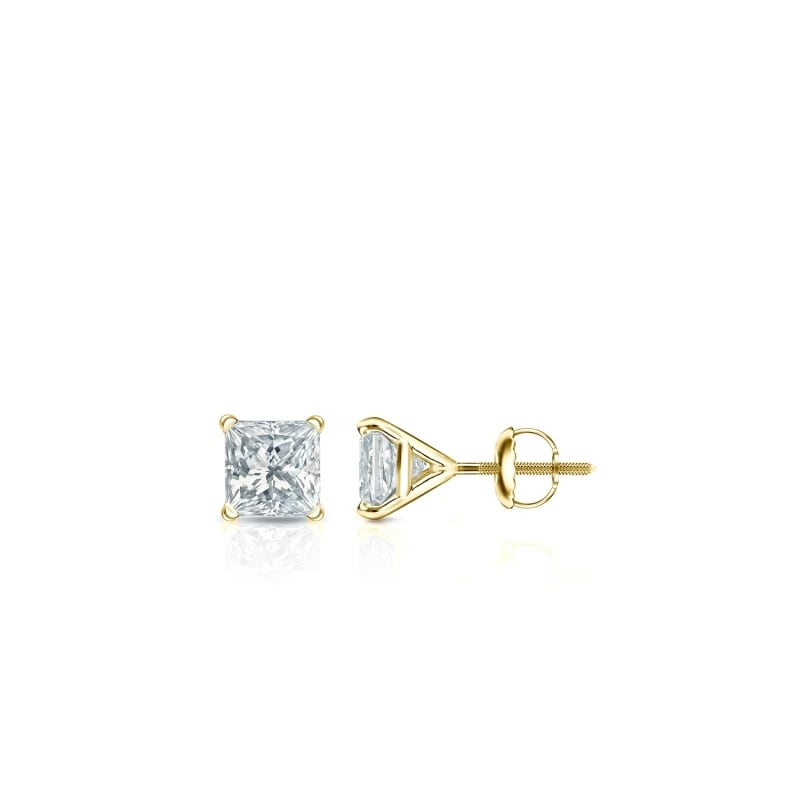 Auriya 14-karat Gold Lab Grown 0.25 carat TDW Princess Diamond Stud Earrings 4-Prong Martini Screw-back
