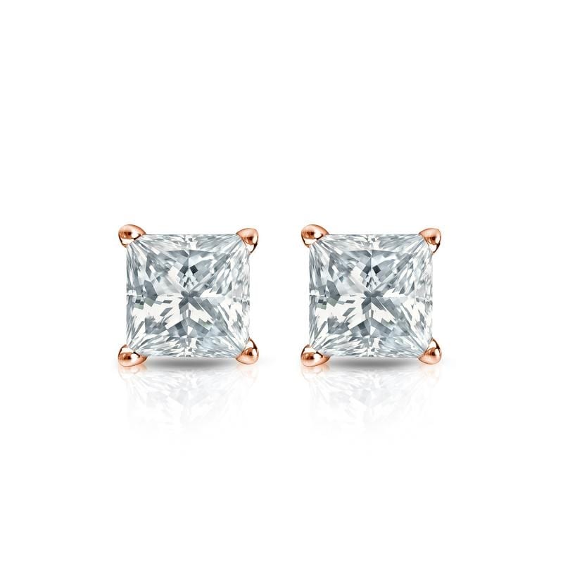 Auriya 14-karat Gold Lab Grown 0.40 carat TDW Princess Diamond Stud Earrings 4-Prong Basket Screw-back