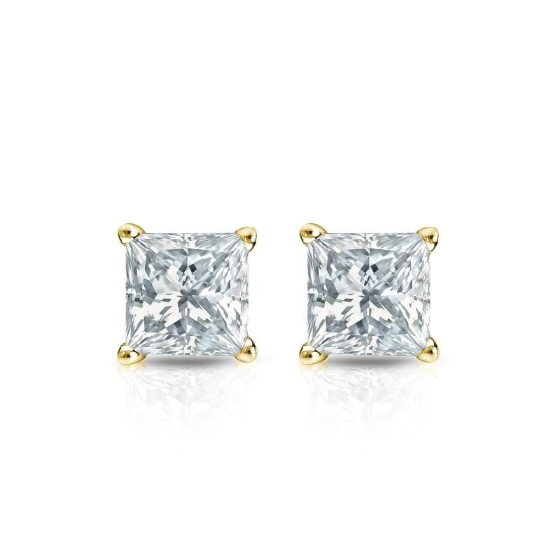 Auriya 14-karat Gold Lab Grown 0.40 carat TDW Princess Diamond Stud Earrings 4-Prong Basket Screw-back